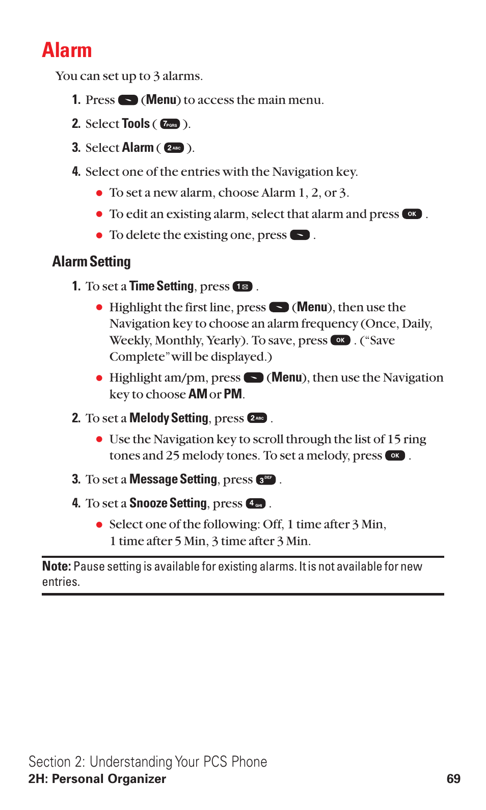 Alarm, Alarm setting | Audiovox VI600 User Manual | Page 77 / 154