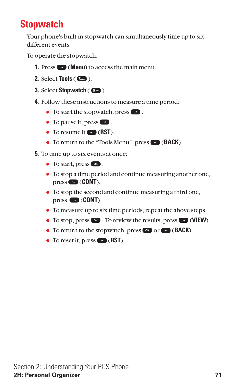 Stopwatch | Audiovox VI600 User Manual | Page 79 / 154