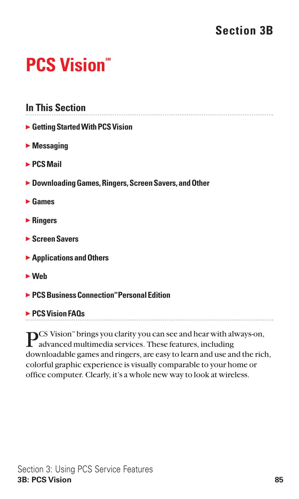 3b. pcs vision, E 85), Pcs vision | Audiovox VI600 User Manual | Page 93 / 154