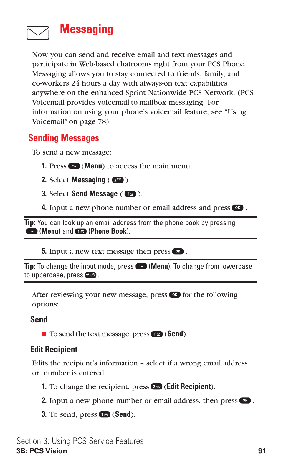 Messaging, Sending messages | Audiovox VI600 User Manual | Page 99 / 154