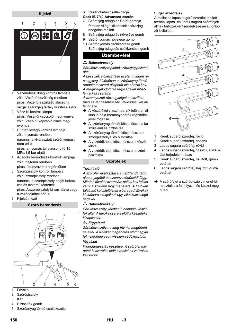 Üzembevétel | Karcher IB 7-40 Advanced User Manual | Page 150 / 288