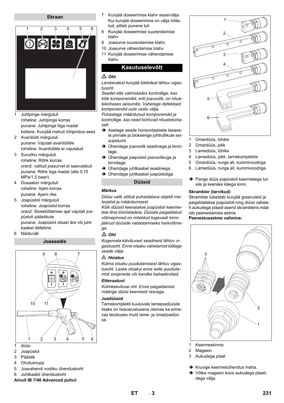 Kasutuselevõtt | Karcher IB 7-40 Advanced User Manual | Page 231 / 288