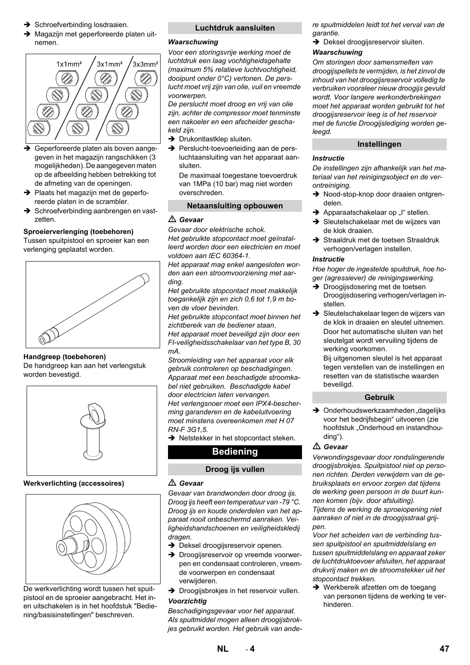 Bediening | Karcher IB 7-40 Advanced User Manual | Page 47 / 288