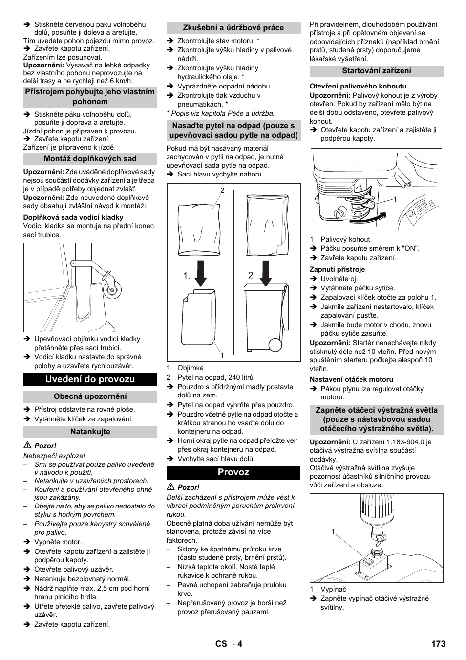 Uvedení do provozu, Provoz | Karcher IC 15-240 W Adv User Manual | Page 173 / 308