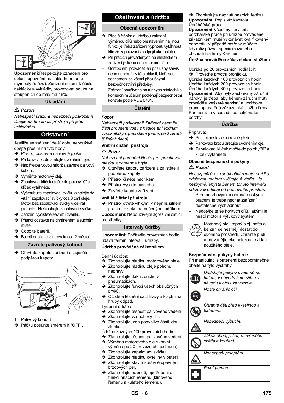 Odstavení, Ošetřování a údržba | Karcher IC 15-240 W Adv User Manual | Page 175 / 308