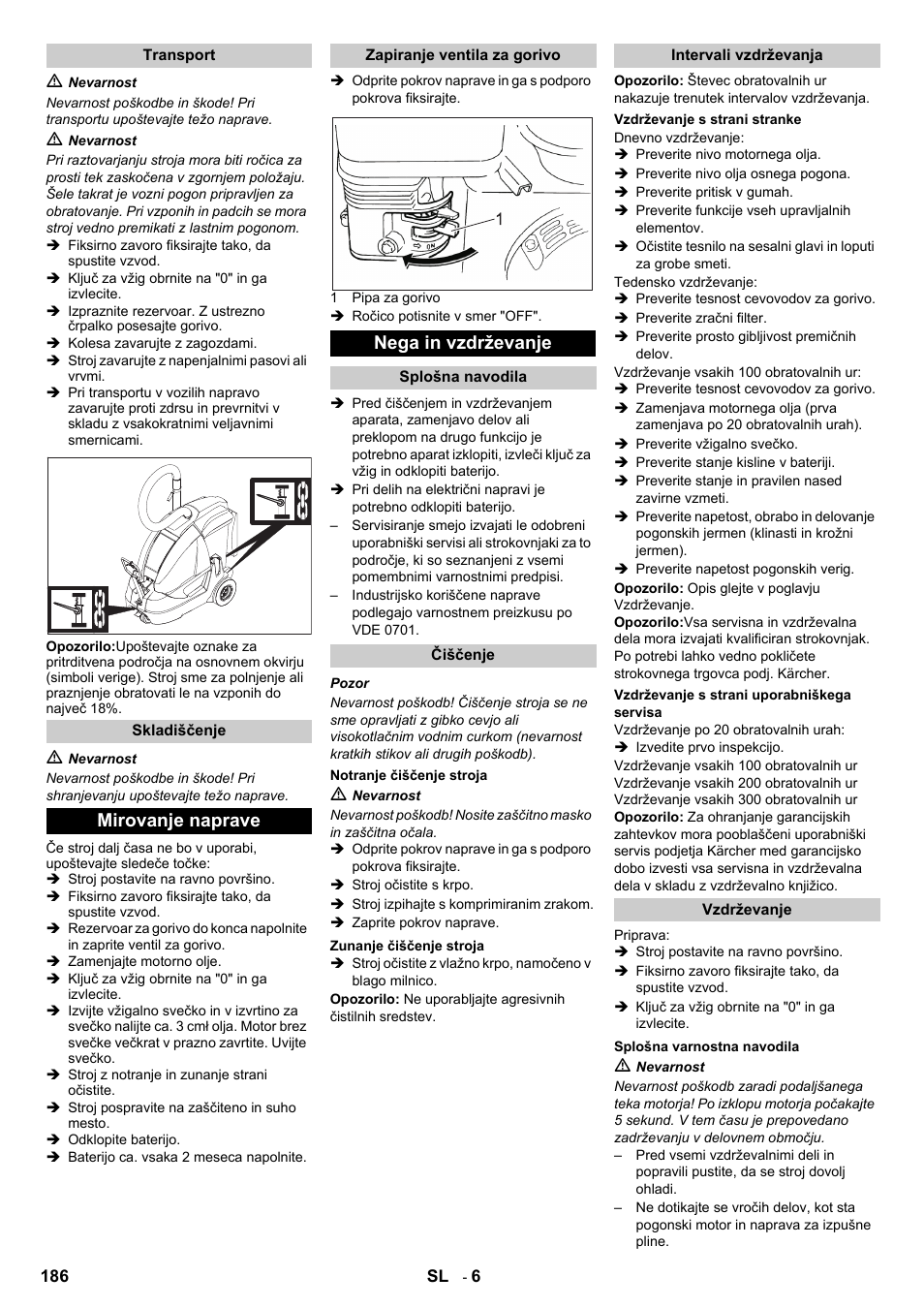 Mirovanje naprave, Nega in vzdrževanje | Karcher IC 15-240 W Adv User Manual | Page 186 / 308
