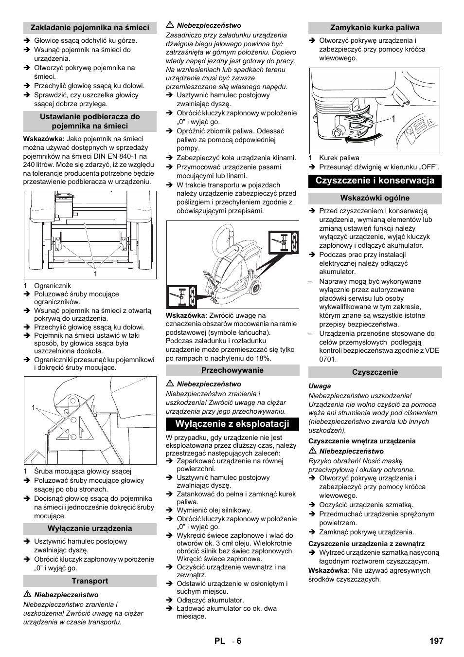 Wyłączenie z eksploatacji, Czyszczenie i konserwacja | Karcher IC 15-240 W Adv User Manual | Page 197 / 308