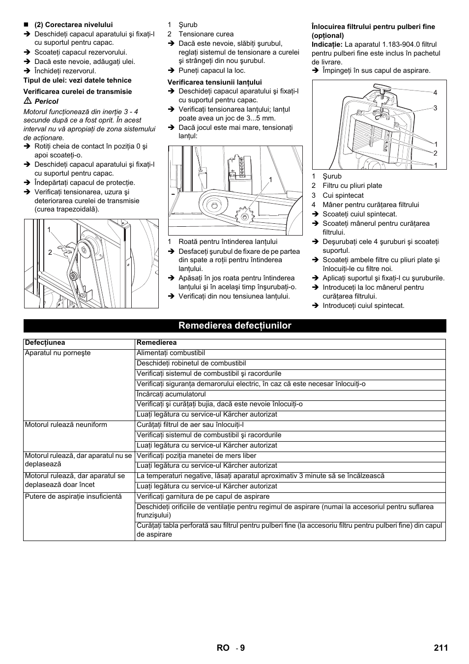 Remedierea defecţiunilor | Karcher IC 15-240 W Adv User Manual | Page 211 / 308