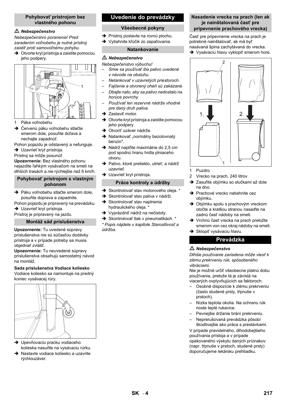 Uvedenie do prevádzky, Prevádzka | Karcher IC 15-240 W Adv User Manual | Page 217 / 308