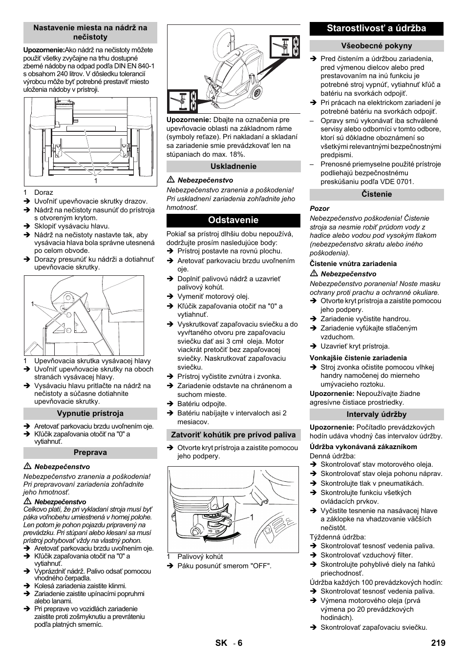 Odstavenie, Starostlivosť a údržba | Karcher IC 15-240 W Adv User Manual | Page 219 / 308