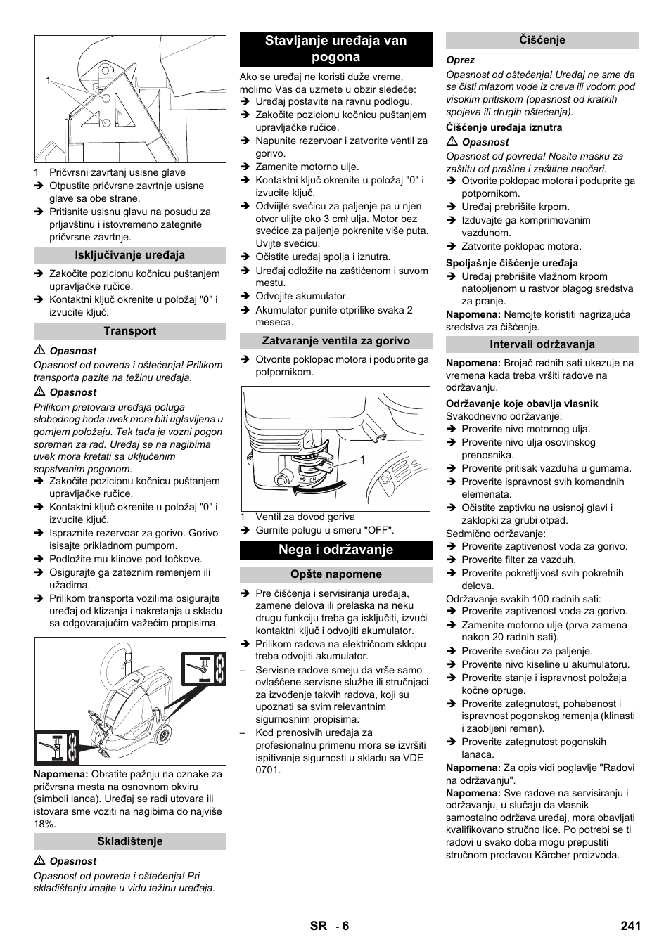 Stavljanje uređaja van pogona, Nega i održavanje | Karcher IC 15-240 W Adv User Manual | Page 241 / 308