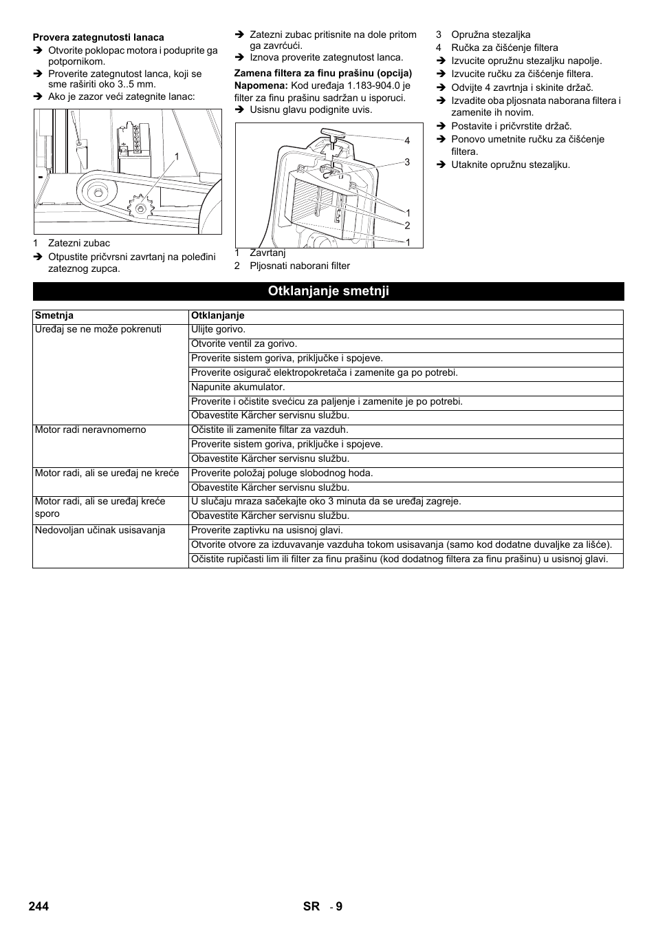 Otklanjanje smetnji | Karcher IC 15-240 W Adv User Manual | Page 244 / 308