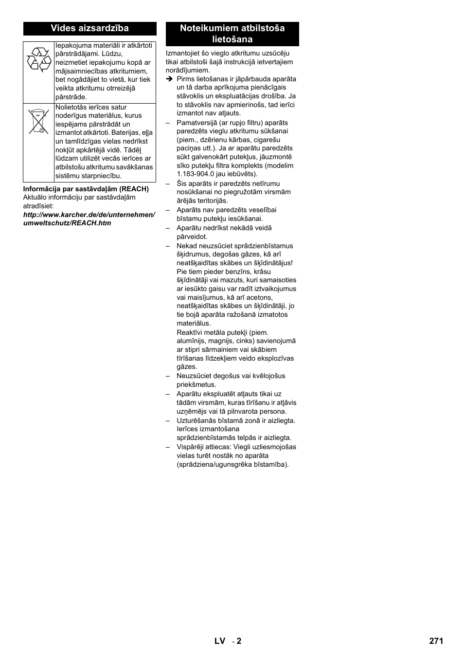 Vides aizsardzība | Karcher IC 15-240 W Adv User Manual | Page 271 / 308