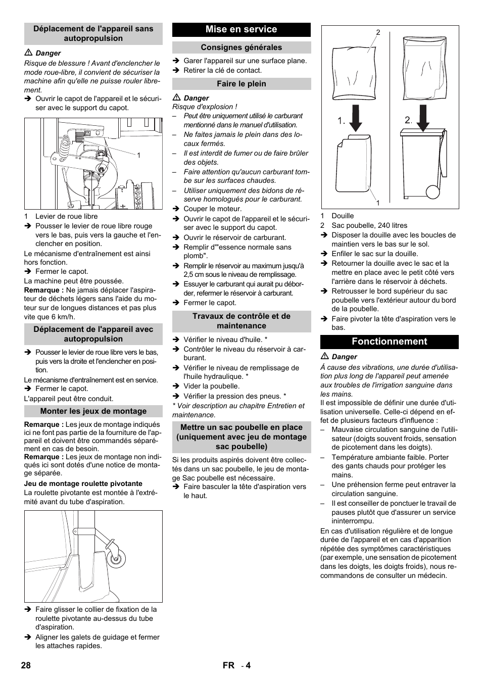 Mise en service, Fonctionnement | Karcher IC 15-240 W Adv User Manual | Page 28 / 308