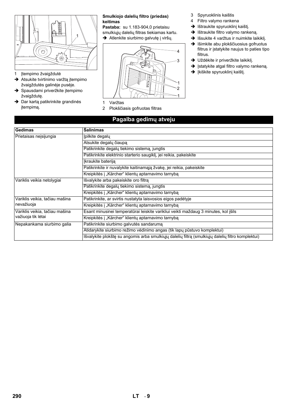 Pagalba gedimų atveju | Karcher IC 15-240 W Adv User Manual | Page 290 / 308