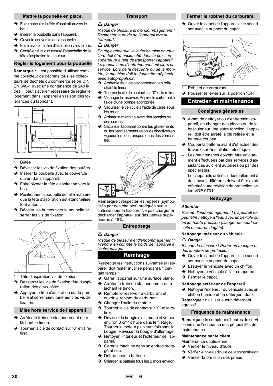 Remisage, Entretien et maintenance | Karcher IC 15-240 W Adv User Manual | Page 30 / 308