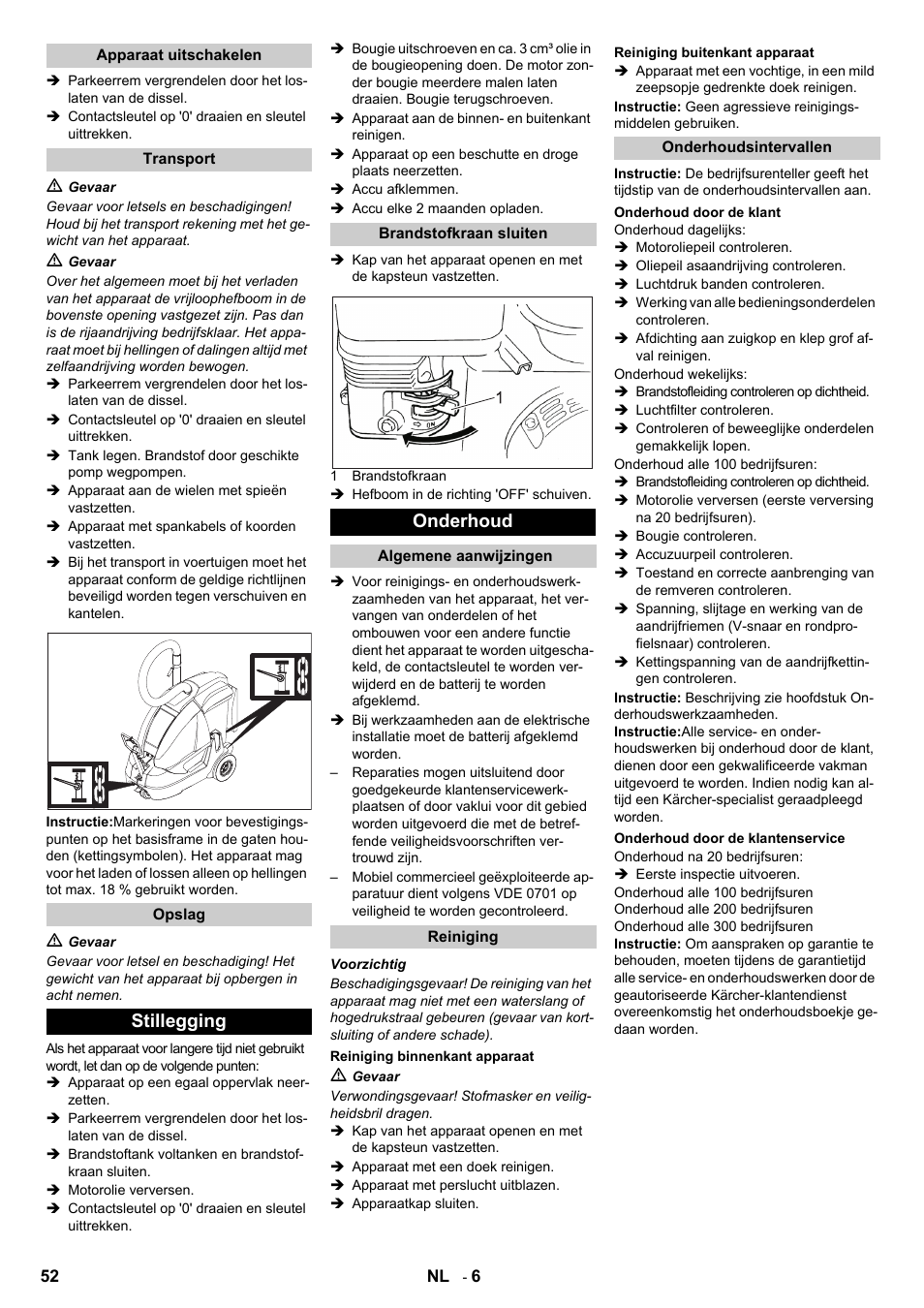 Stillegging, Onderhoud | Karcher IC 15-240 W Adv User Manual | Page 52 / 308