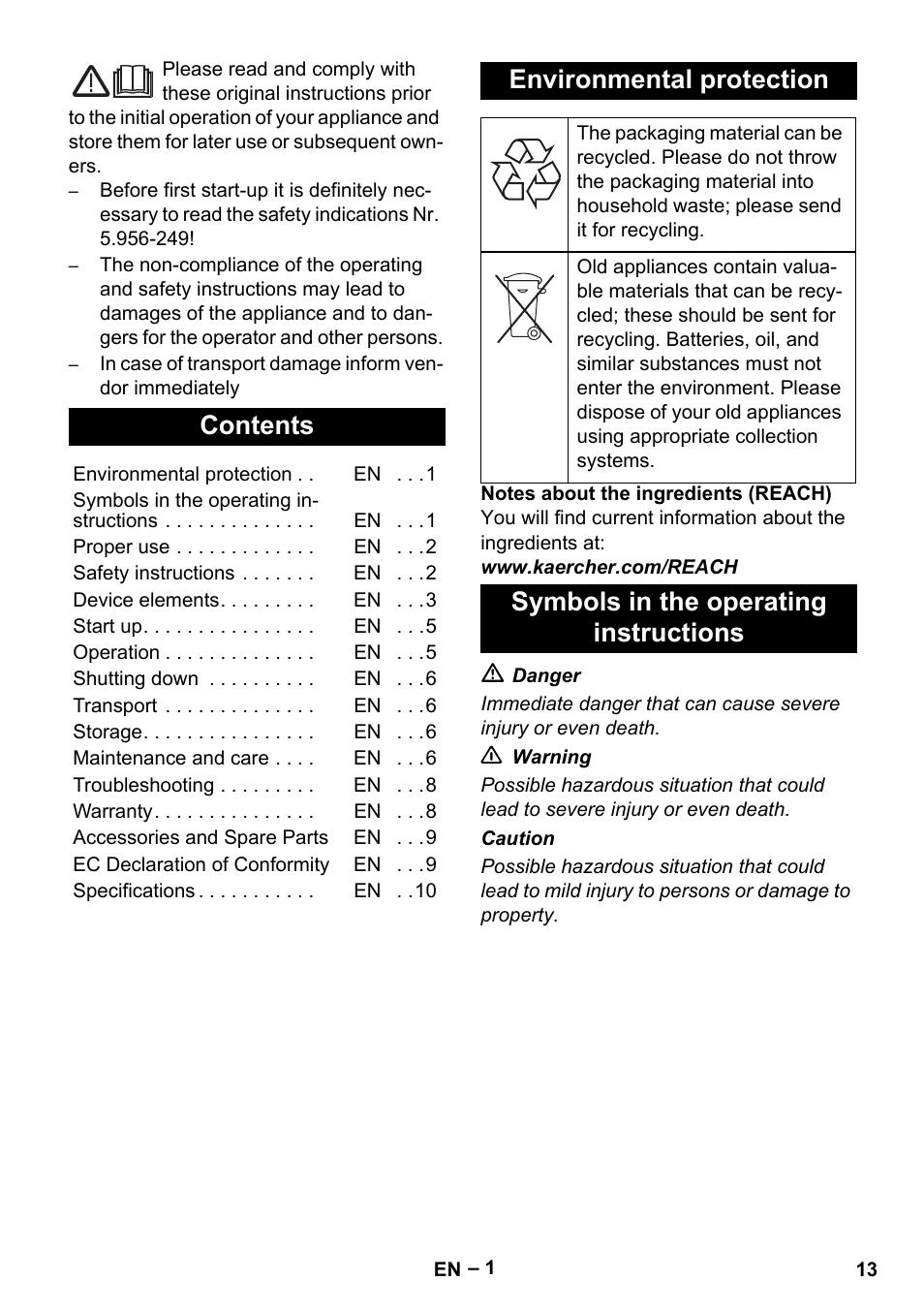 Karcher IV 100-55 User Manual | Page 13 / 280