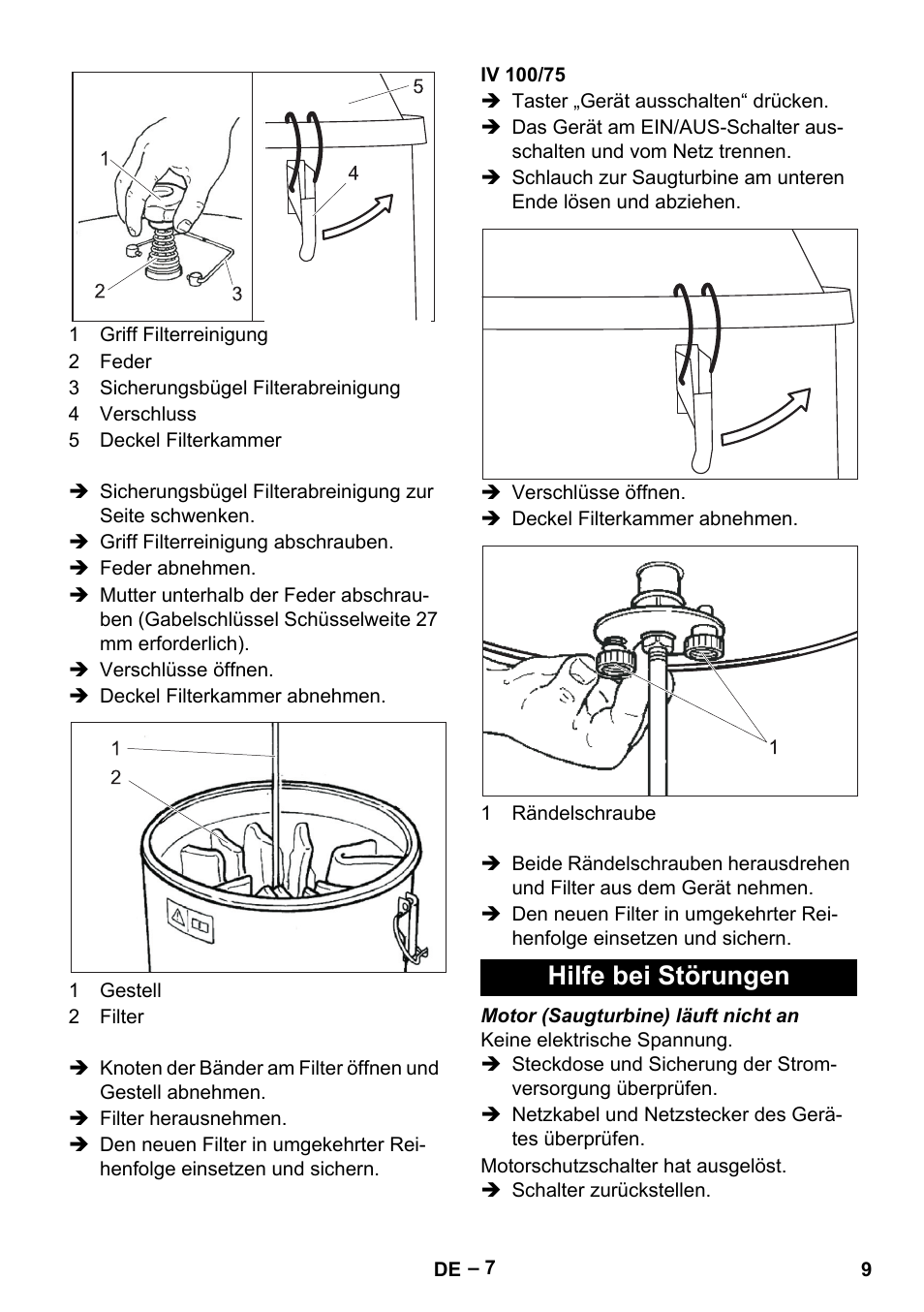 Iv 100/75, Hilfe bei störungen | Karcher IV 100-55 User Manual | Page 9 / 280