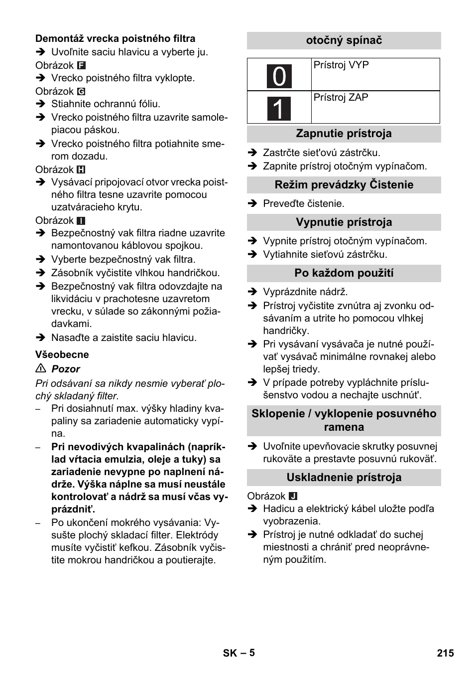 Karcher NT 75-1 Tact Me Te H S Z2 User Manual | Page 215 / 300