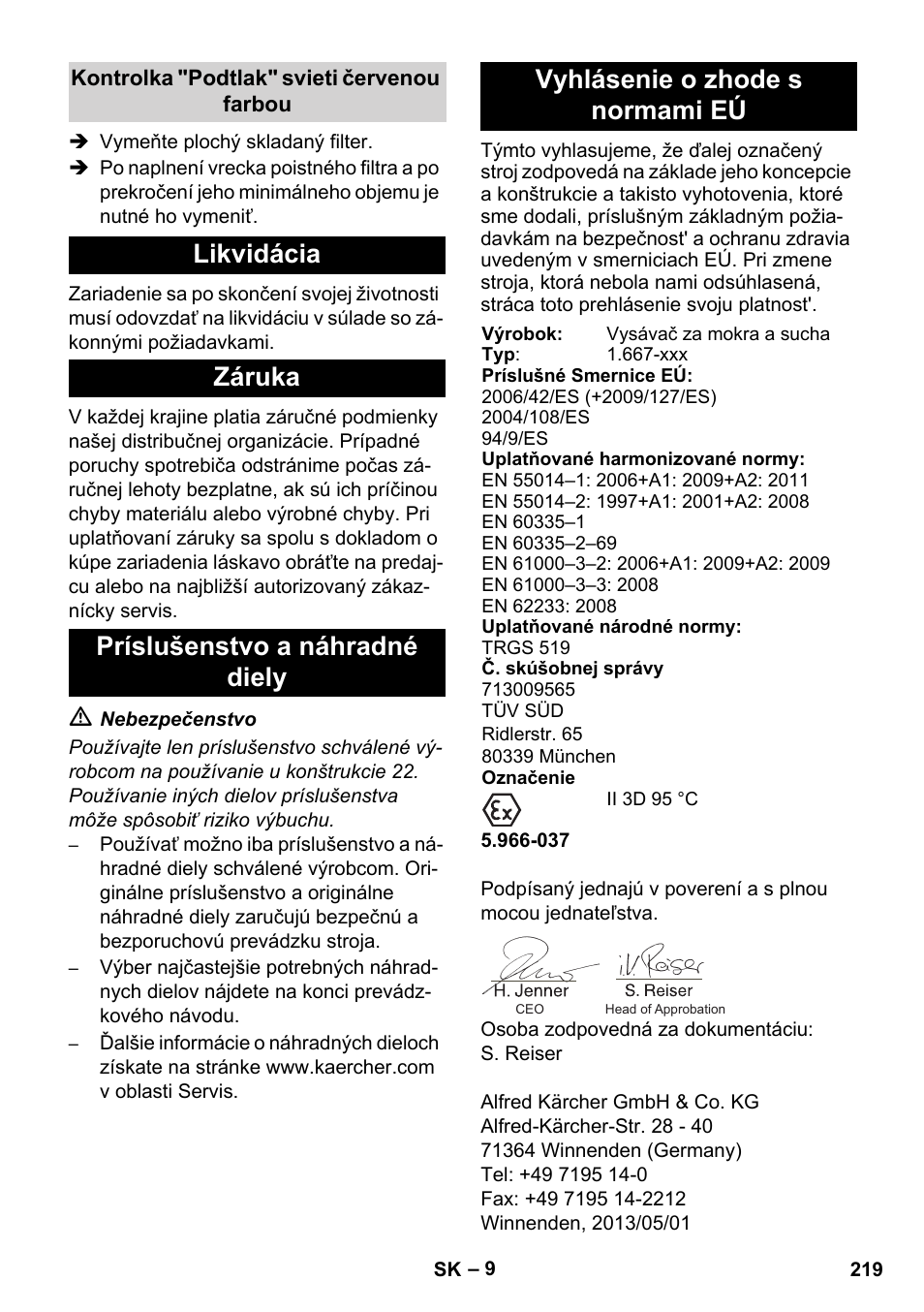 Karcher NT 75-1 Tact Me Te H S Z2 User Manual | Page 219 / 300