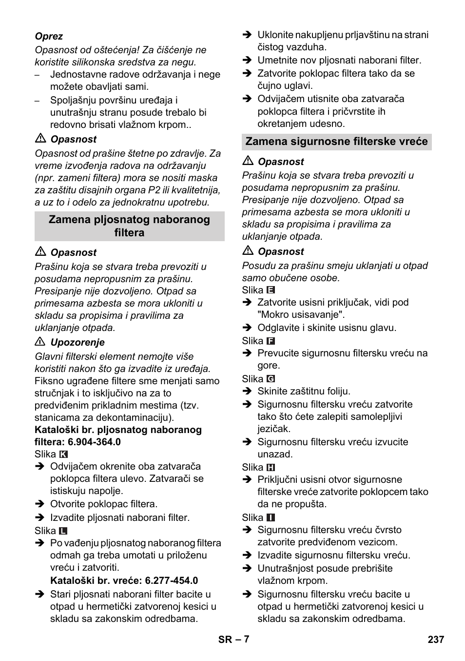 Karcher NT 75-1 Tact Me Te H S Z2 User Manual | Page 237 / 300