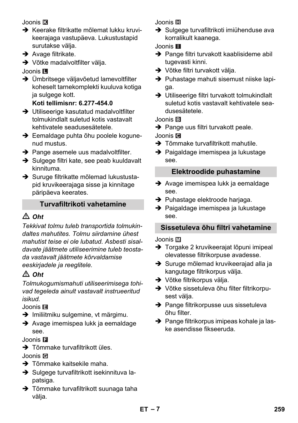 Karcher NT 75-1 Tact Me Te H S Z2 User Manual | Page 259 / 300