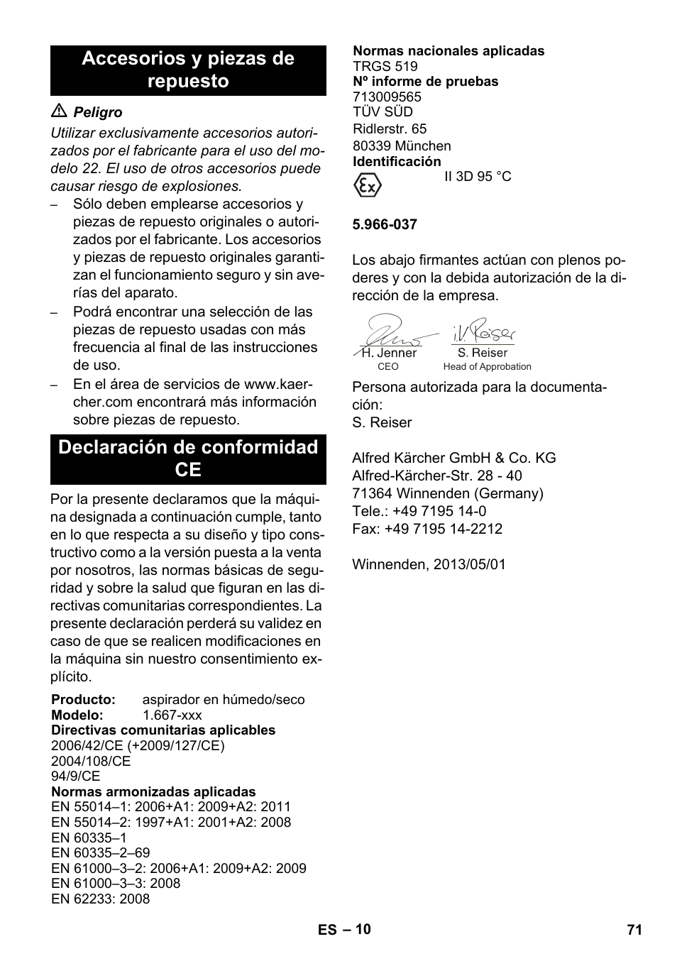 Karcher NT 75-1 Tact Me Te H S Z2 User Manual | Page 71 / 300