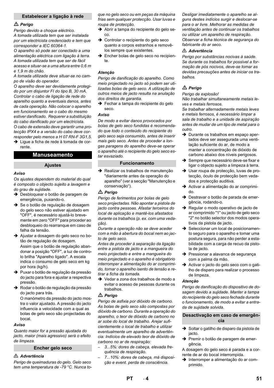 Manuseamento | Karcher IB 15-80 User Manual | Page 51 / 88