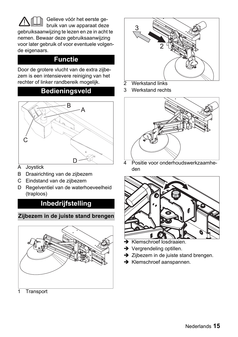 Functie bedieningsveld inbedrijfstelling | Karcher ICC 1 D Adv User Manual | Page 15 / 59
