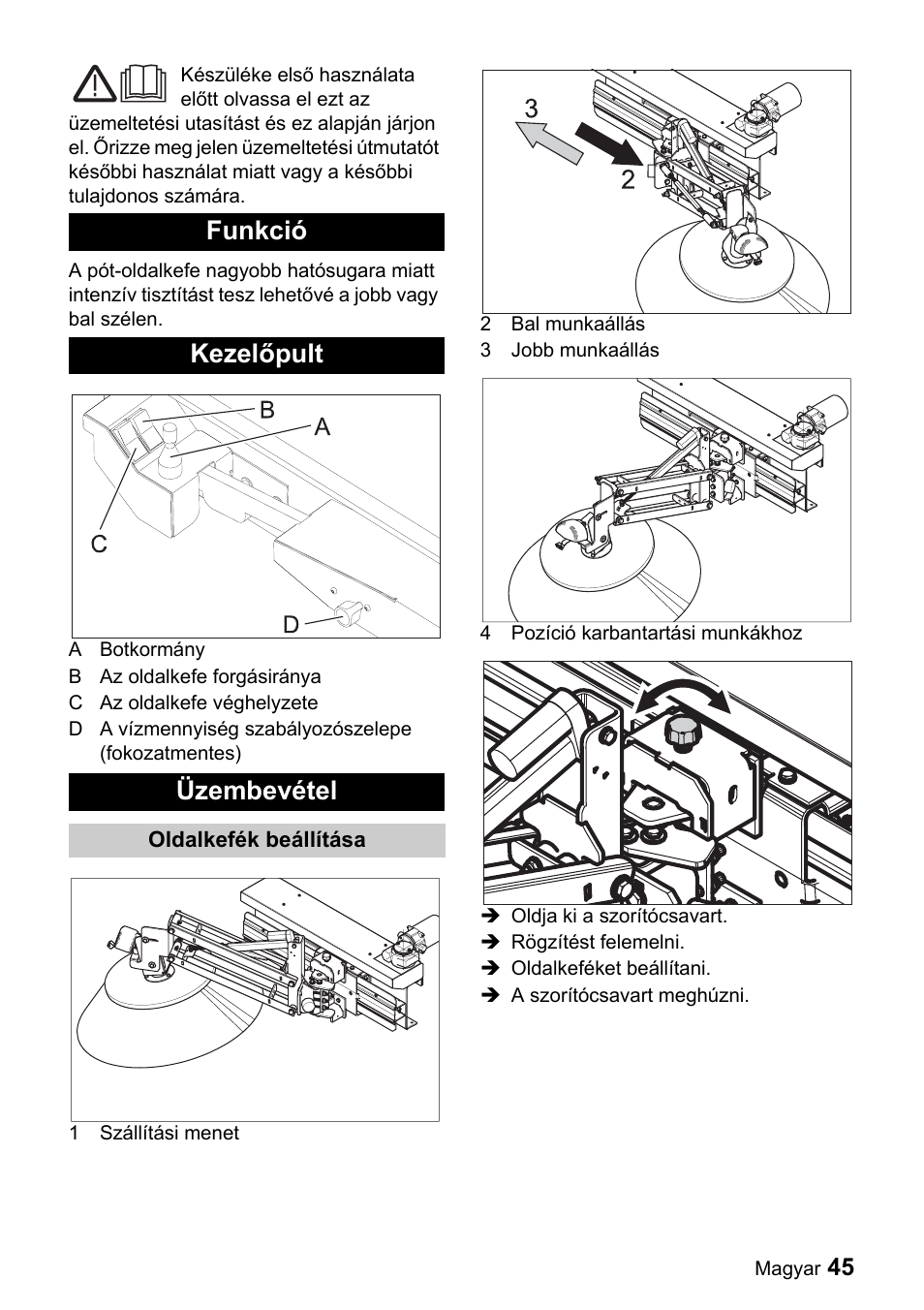 Funkció kezelőpult üzembevétel | Karcher ICC 1 D Adv User Manual | Page 45 / 59