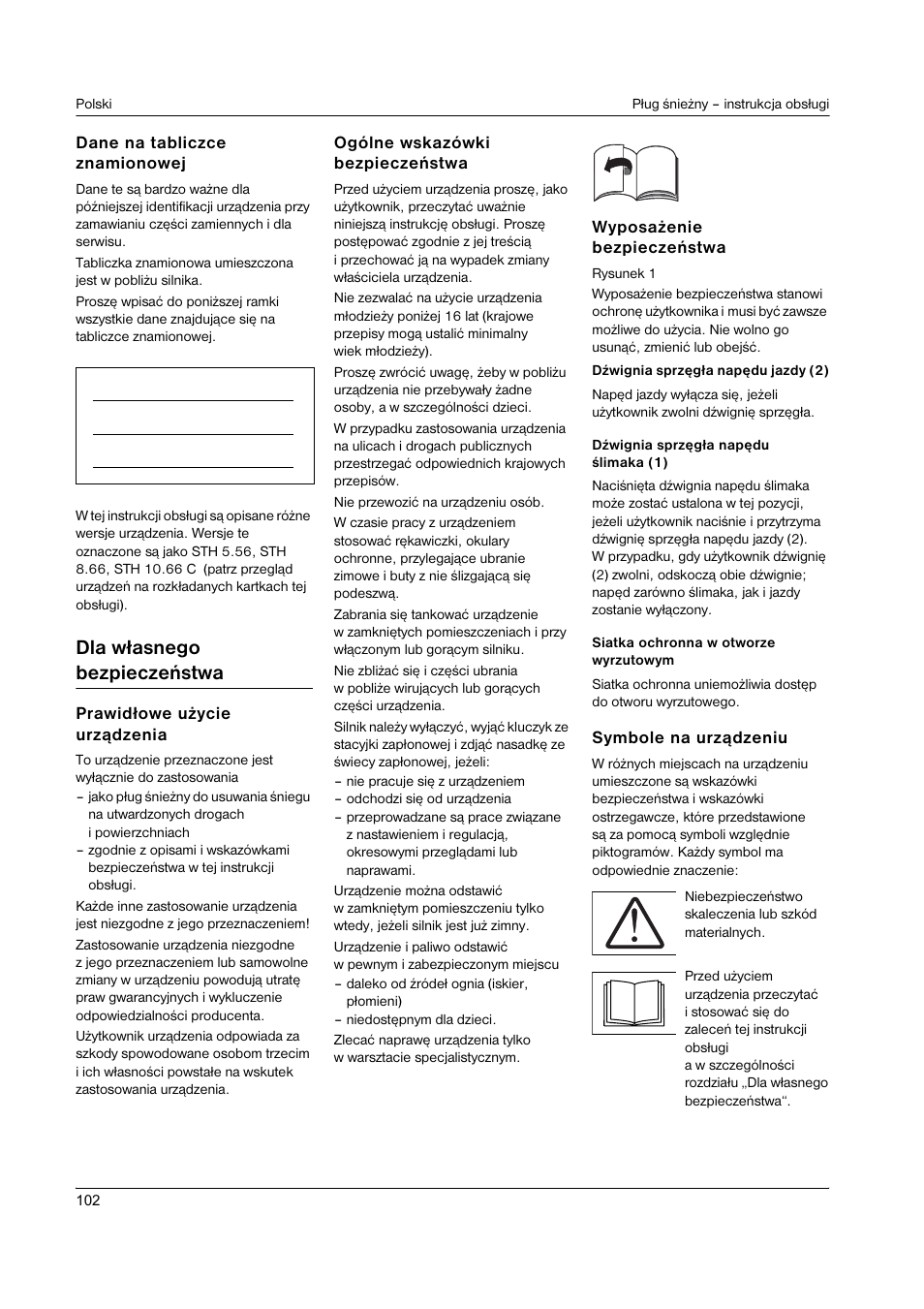 Dla w asnego bezpieczeñstwa | Karcher STH 8-66 User Manual | Page 102 / 149