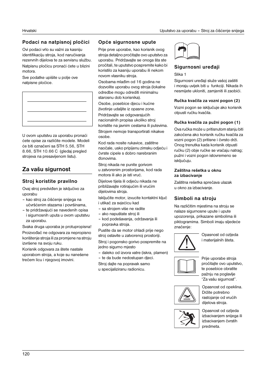 Za vašu sigurnost | Karcher STH 8-66 User Manual | Page 120 / 149