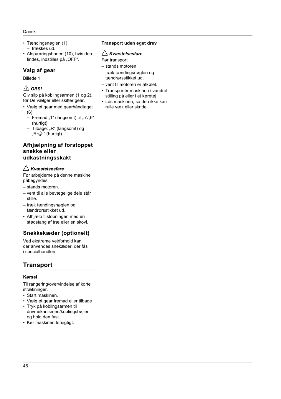 Transport | Karcher STH 8-66 User Manual | Page 46 / 149