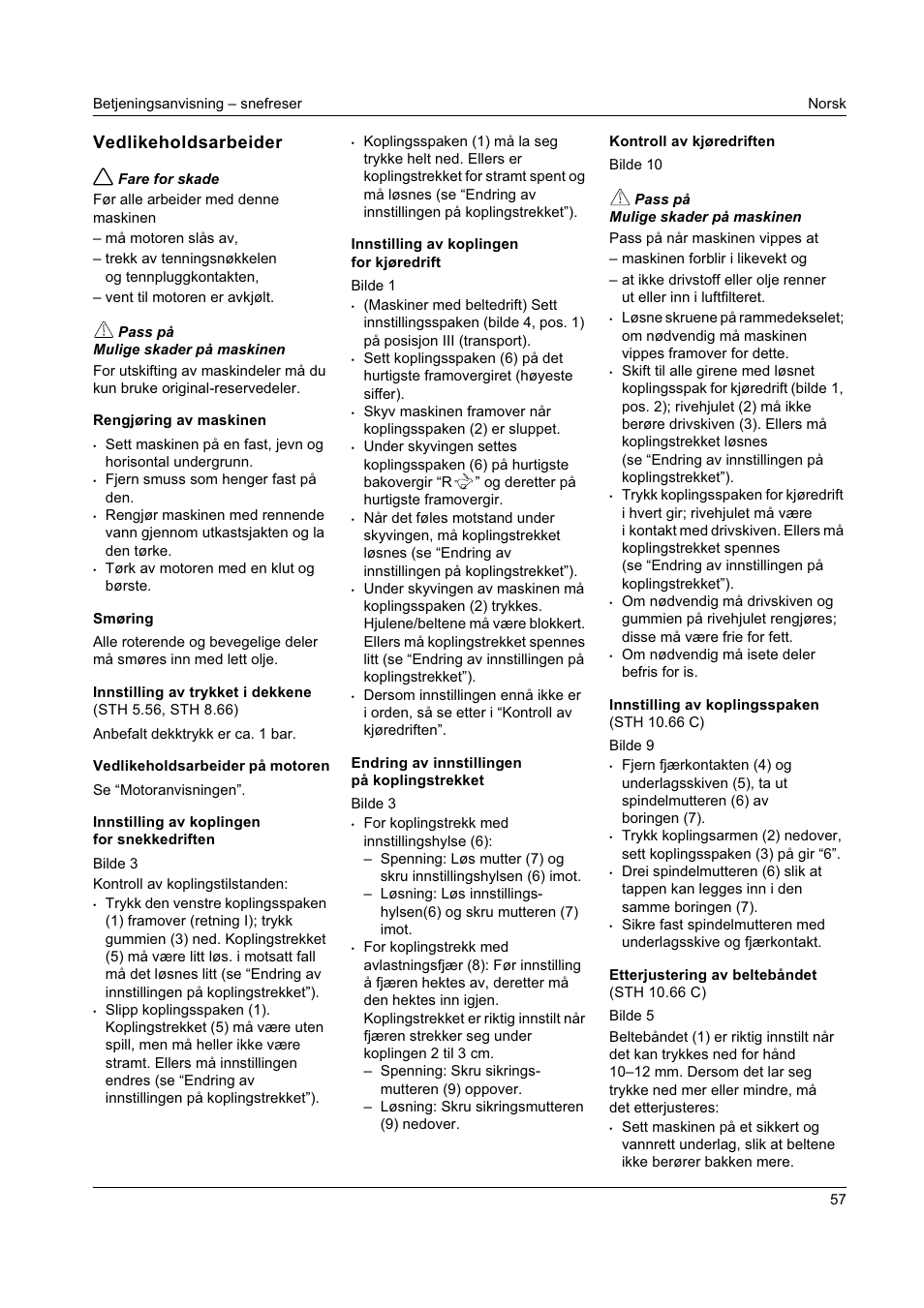 Vedlikeholdsarbeider | Karcher STH 8-66 User Manual | Page 57 / 149