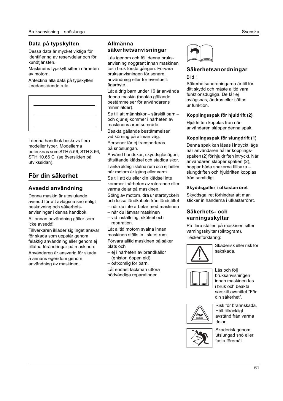 För din säkerhet | Karcher STH 8-66 User Manual | Page 61 / 149