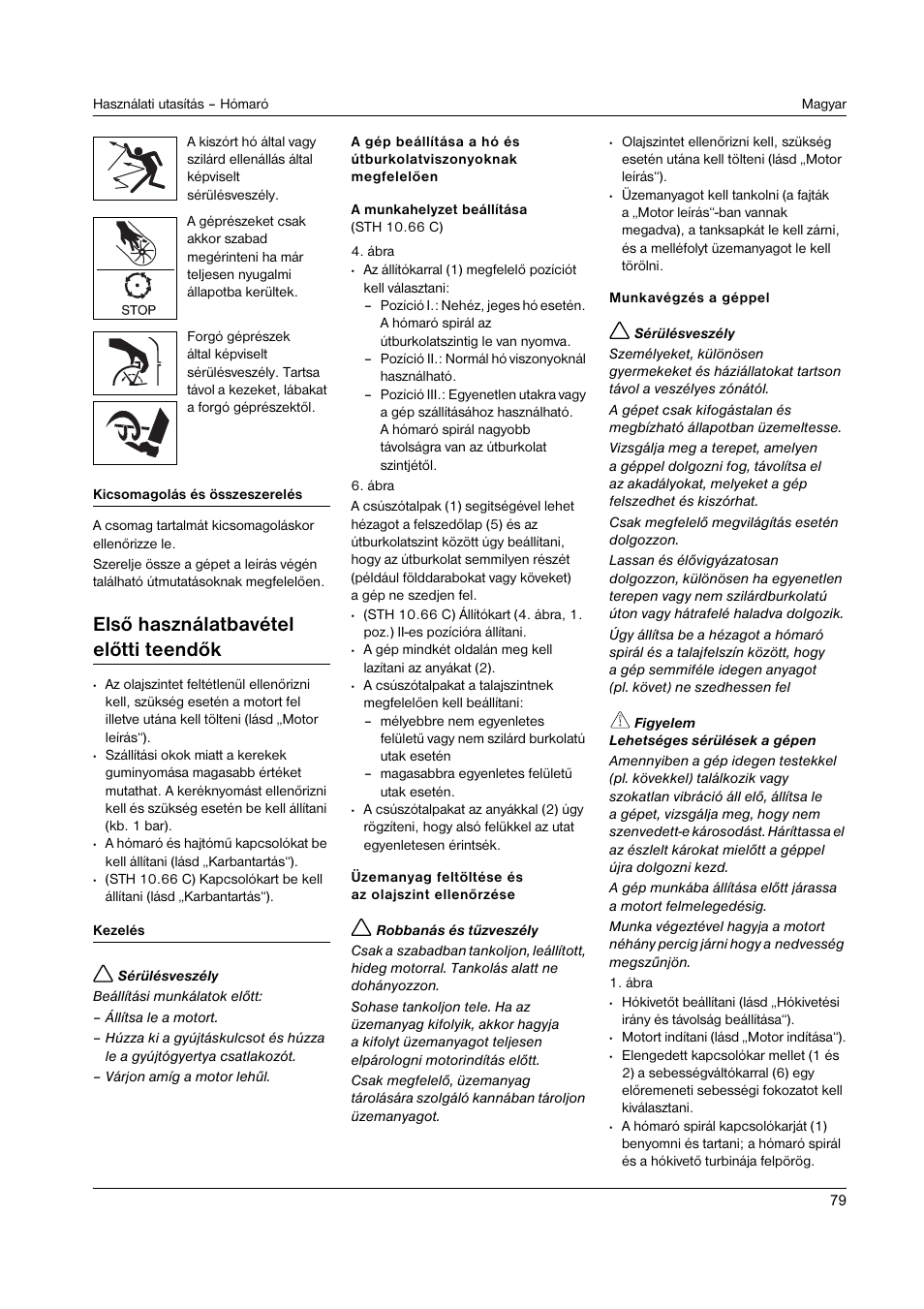 Elsõ használatbavétel elõtti teendõk | Karcher STH 8-66 User Manual | Page 79 / 149