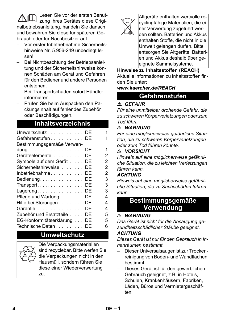 Karcher T 9-1 Bp User Manual | Page 4 / 180