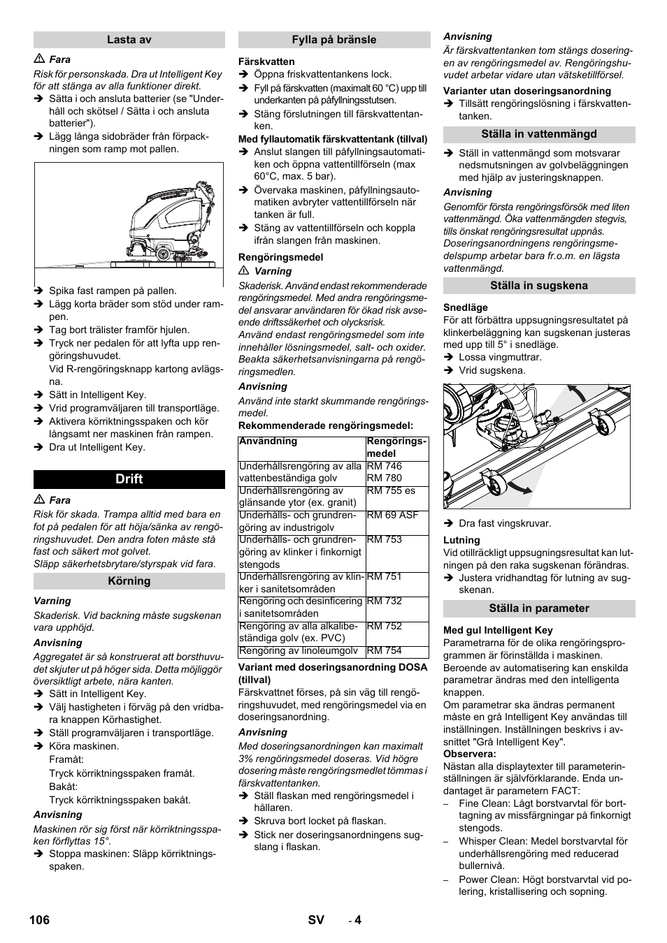 Drift | Karcher B 60 W User Manual | Page 106 / 312