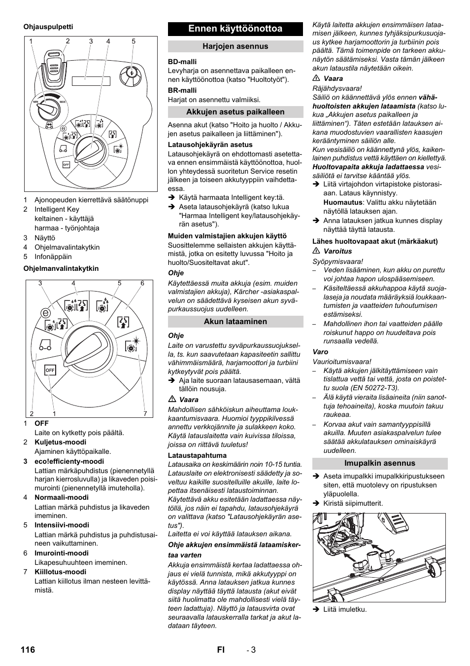 Ennen käyttöönottoa | Karcher B 60 W User Manual | Page 116 / 312