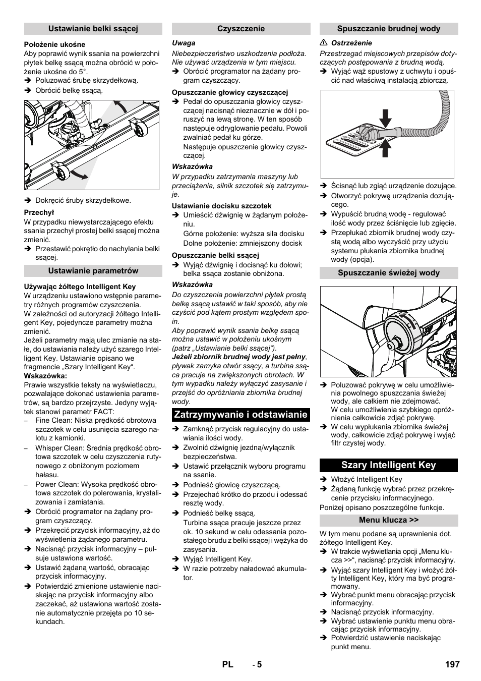 Zatrzymywanie i odstawianie, Szary intelligent key | Karcher B 60 W User Manual | Page 197 / 312