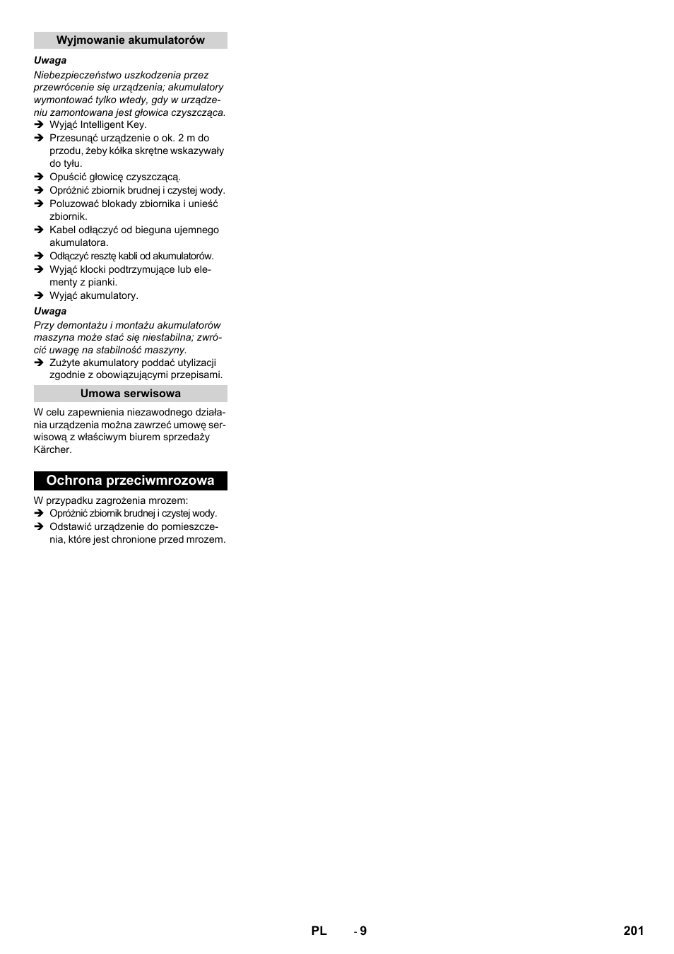 Ochrona przeciwmrozowa | Karcher B 60 W User Manual | Page 201 / 312