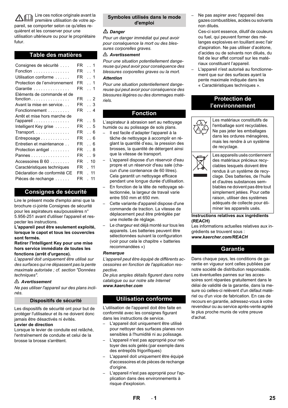 Karcher B 60 W User Manual | Page 25 / 312