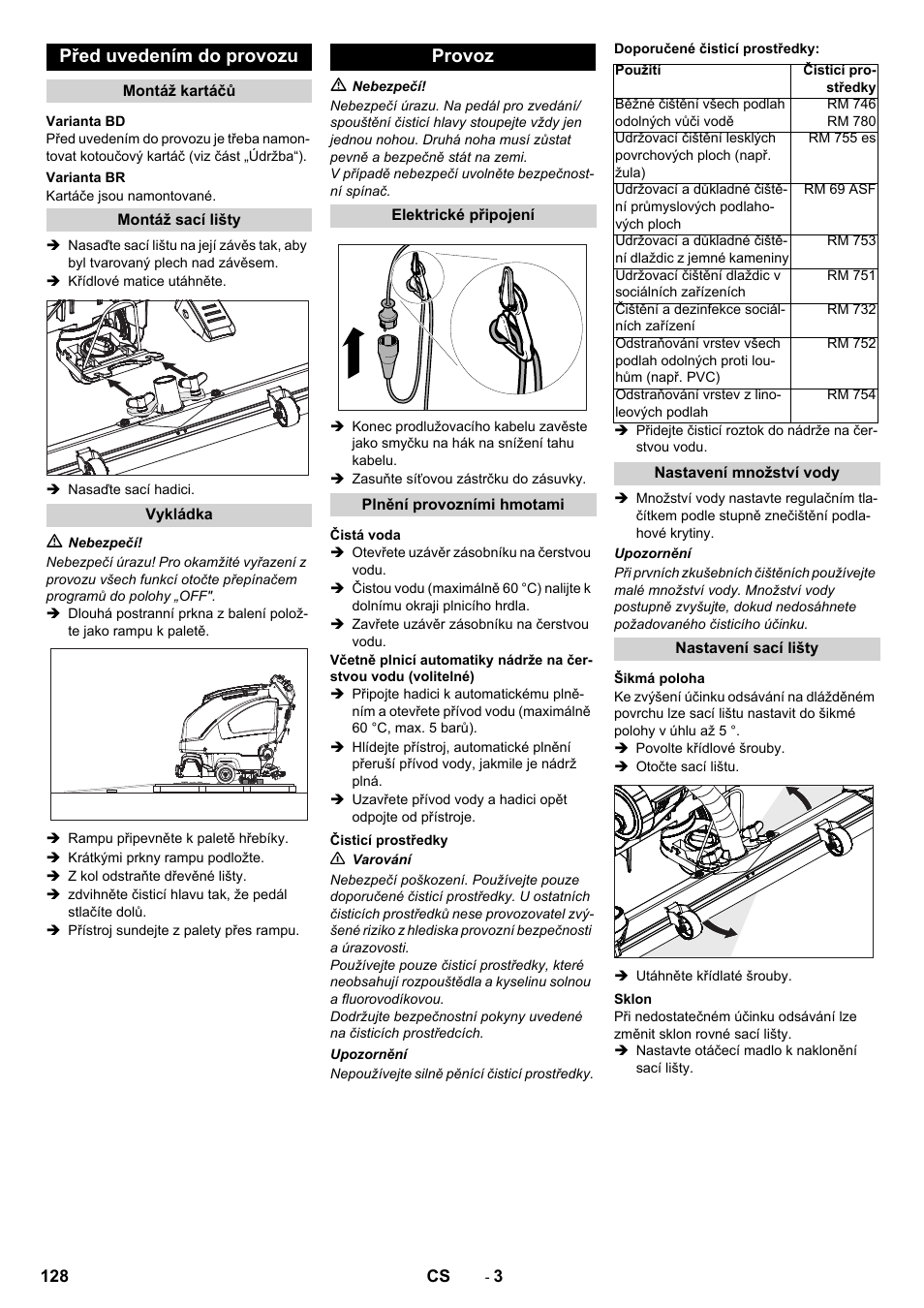 Před uvedením do provozu, Provoz | Karcher B 60 W User Manual | Page 128 / 228
