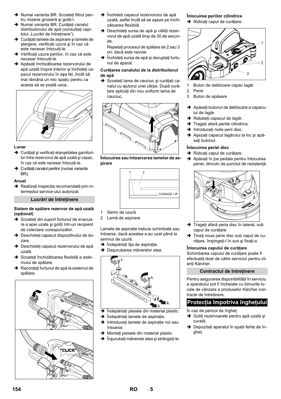 Protecţia împotriva îngheţului | Karcher B 60 W User Manual | Page 154 / 228