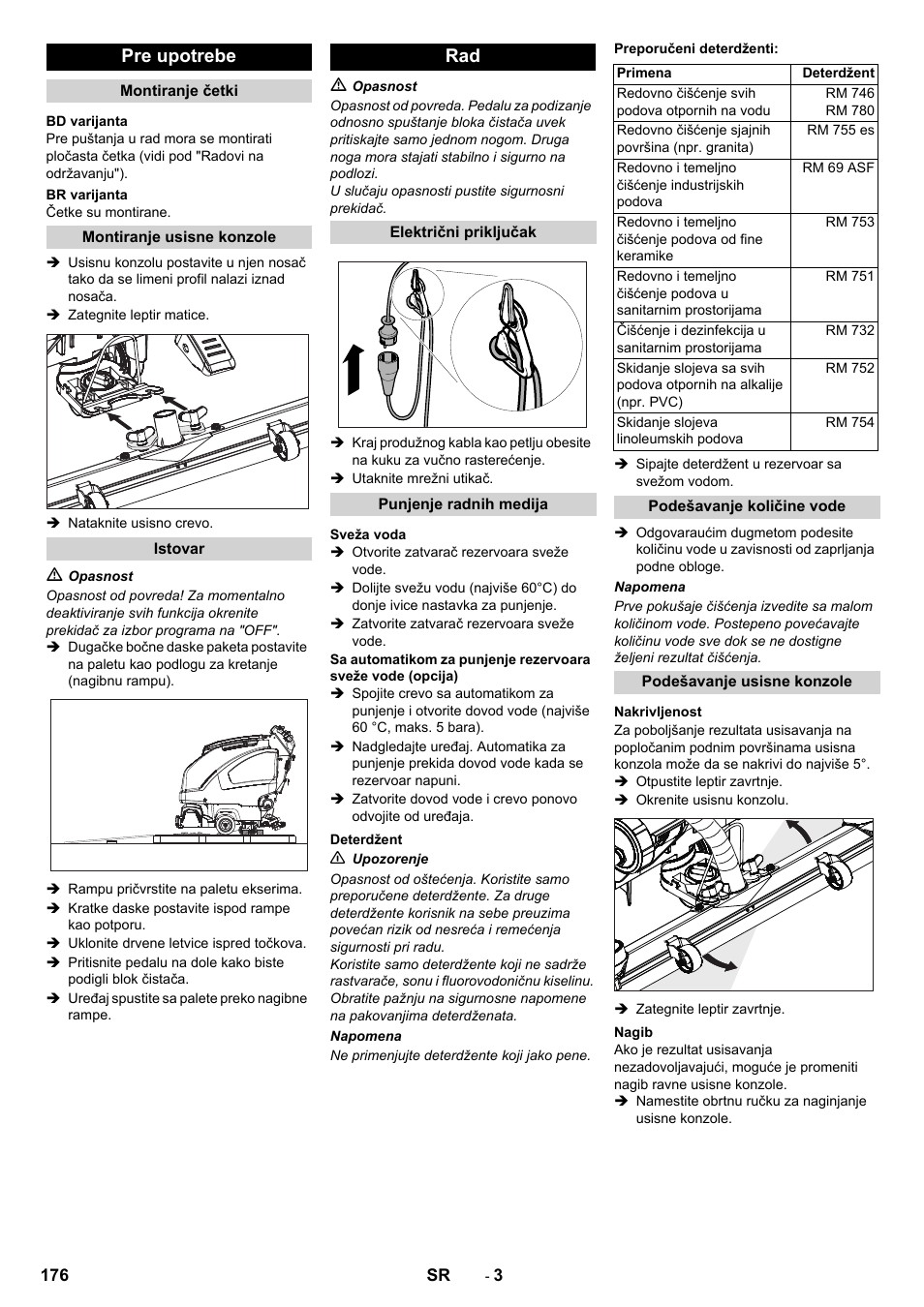 Pre upotrebe | Karcher B 60 W User Manual | Page 176 / 228