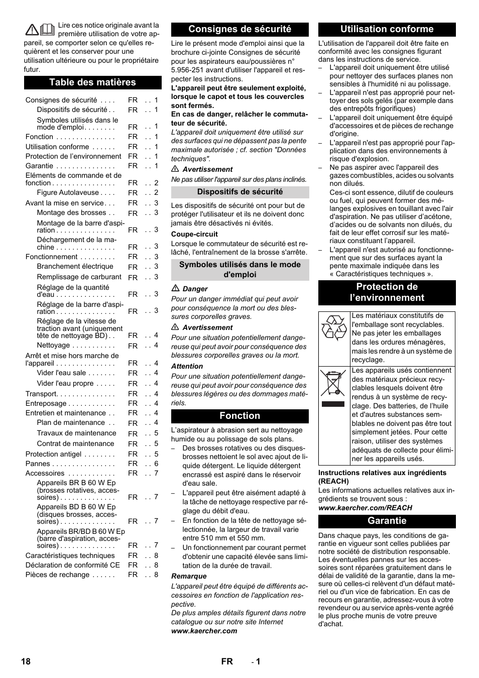 Karcher B 60 W User Manual | Page 18 / 228