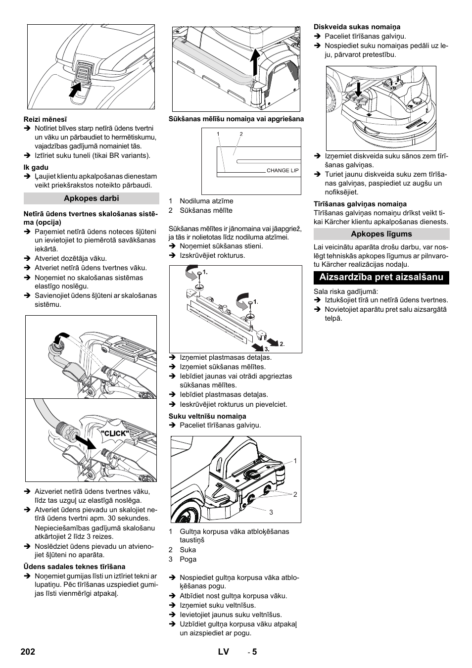 Aizsardzība pret aizsalšanu | Karcher B 60 W User Manual | Page 202 / 228