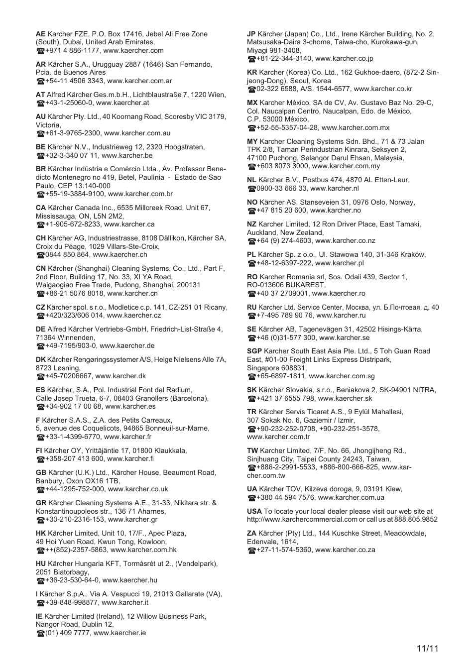 Karcher B 60 W User Manual | Page 228 / 228