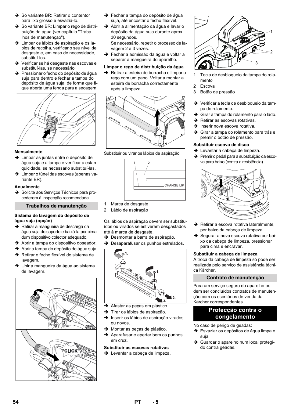 Protecção contra o congelamento | Karcher B 60 W User Manual | Page 54 / 228